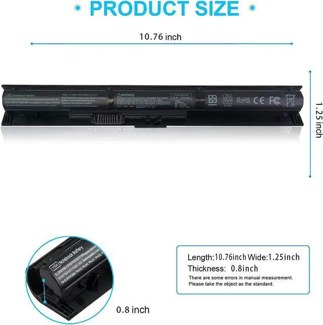 Alt view image 2 of 7 - VI04 Notebook Battery for HP Spare 756743-001 756478-851 756744-001 756478-421 756478-422 VI04041 VI04XL VI04041-CL HSTNN-LB6I HSTNN-C82C ProBook 450 G2 Pavilion 15-P226NR 15-P213CL Envy M7-K111DX