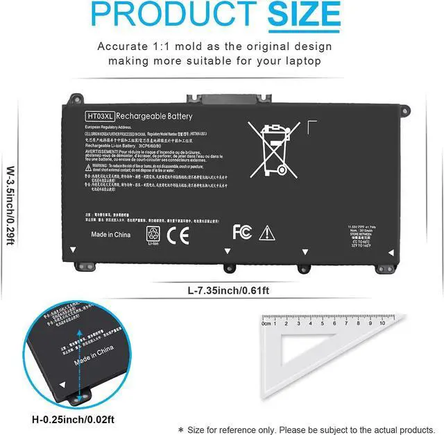 Alt view image 4 of 6 - HT03XL L11119-855 Battery for HP Pavilion 15-CS 15-DA 15-DB 15-DW 17-BY 17-CA 14-CE 14-CF 14-DF 15-CS0073CL 15-CS0053CL 15-DA0014DX 15-DA0XXX L11421-2C2 L11421-422 HT03041XL HSTNN-UB7J HSTNN-DB8R