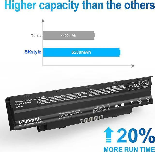 Alt view image 3 of 7 - J1KND Laptop Battery Compatible with Dell Inspiron N7110 N5010 N5110 3420 3520 N4050 9T48V N5030 N5050 N5040 4T7JN N4010 M5040 13r 14r 15r N4110 N3010 M5110 M4110 M501 M503 17R 1540 [5200mAh/49wh]