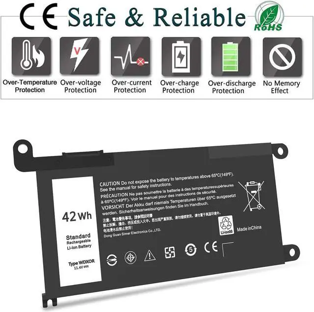 Alt view image 4 of 7 - SLE-TECH New WDX0R Notebook Battery for dell Inspiron 15 5565 5567 5568 5578 7560 7570 7579 7569 13 5368 5378 7368 7378 17 5765 5767 5770 Series;fit dell 3CRH3 T2JX4 FC92N CYMGM Laptop