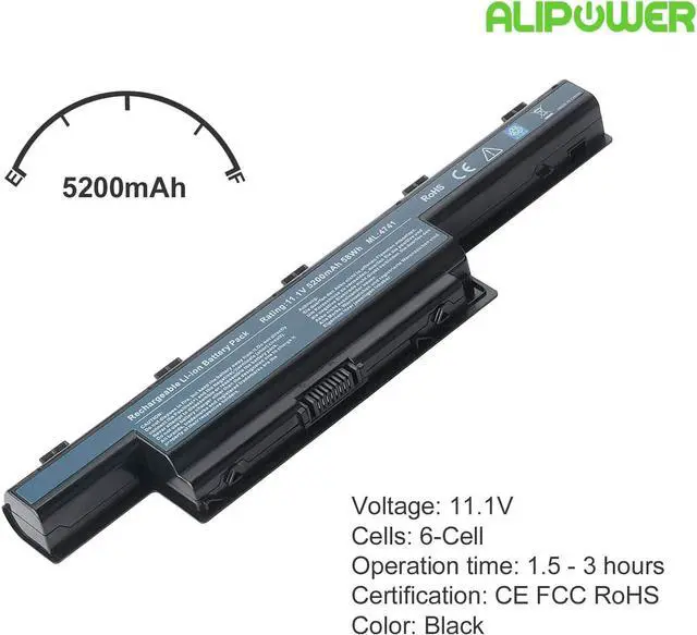 Alt view image 2 of 6 - ALIPOWER Laptop Battery Replacement for Acer AS10D31 AS10D41 AS10D51 AS10D61 AS10D71 AS10D73 AS10D75 AS10D81 5250 5336 5551 5552 5560 5733Z AS5741 7251 7551 7741 7750 Gateway NV55C NV50A NV53A NV59C