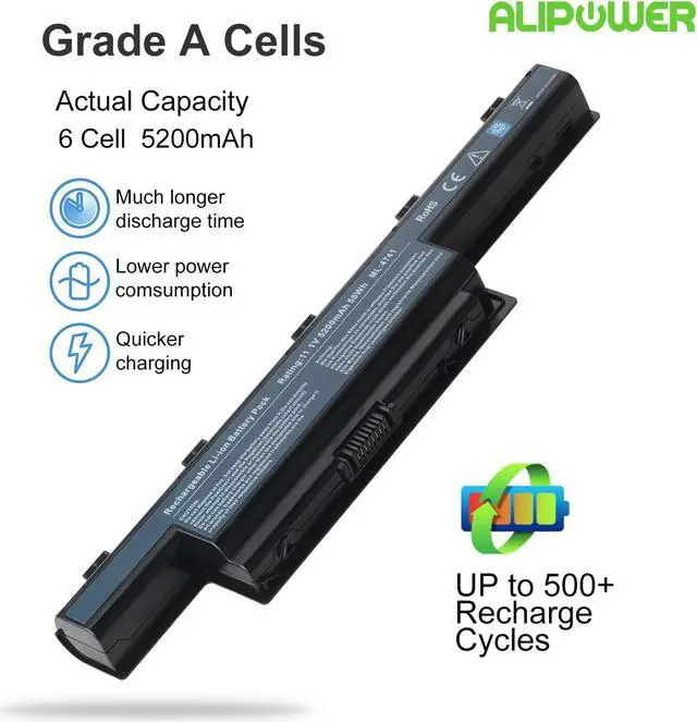 Alt view image 3 of 6 - ALIPOWER Laptop Battery Replacement for Acer AS10D31 AS10D41 AS10D51 AS10D61 AS10D71 AS10D73 AS10D75 AS10D81 5250 5336 5551 5552 5560 5733Z AS5741 7251 7551 7741 7750 Gateway NV55C NV50A NV53A NV59C