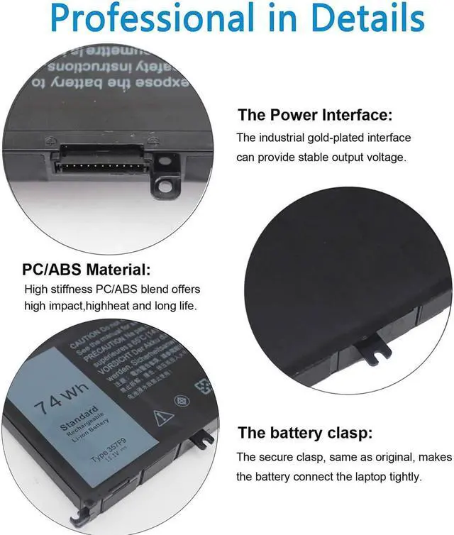 Alt view image 4 of 7 - 74WH 357F9 Laptop Battery for Dell Inspiron 15 7000 Gaming 15 7559 i7559 7557 i7557 5577 7567 5576 7566 i7559-5012GRY i5577-7342blk-pus INS15PD Series P65F P65F001 P57F 71jf4 071jf4 0GFJ6 0357F9