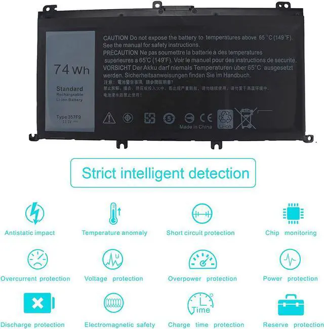Alt view image 6 of 7 - 74WH 357F9 Laptop Battery for Dell Inspiron 15 7000 Gaming 15 7559 i7559 7557 i7557 5577 7567 5576 7566 i7559-5012GRY i5577-7342blk-pus INS15PD Series P65F P65F001 P57F 71jf4 071jf4 0GFJ6 0357F9