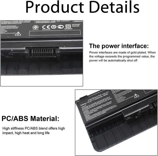 Alt view image 2 of 7 - A32N1405 A32LI9H Laptop Battery for Asus GL551 GL551J GL551JW GL551JW-DS71 GL551JW-DS74 GL551J-EH74 G551 G551J G551JM GL771J G771 G771J G771JW N551J N751-12 Month Warranty