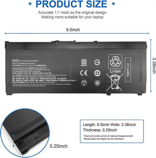 Alt view image 2 of 7 - SR04XL SR03XL Battery for HP Omen 15-ce0xx 15-ce 15-ce015dx 15-ce011dx 15-ce019dx 15-ce018dx L08855-855 L08855-856 SRO4XL 917678-1B1 917724-855 Pavilion Gaming 15-cx0xxx 15-cx 15-cx0056wm 15-cx0058wm