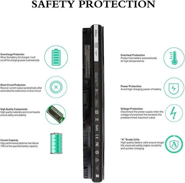 Alt view image 5 of 7 - LNOCCIY M5Y1K Laptop Battery for Dell Inspiron 3451 3452 3458 3551 3558 5451 5458 5551 5555 5558 5755 5758 Vostro 3458 3558 Fits P/N: GXVJ3 HD4J0 K185W WKRJ2 VN3N0 453-BBBR-4 Cells 14.8V 2600mAh/40Wh