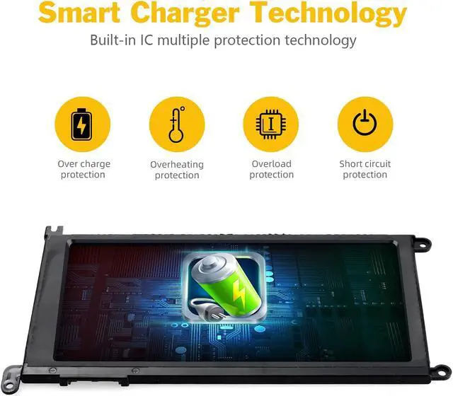 Alt view image 3 of 6 - WDX0R 42Wh Laptop Battery for Dell Inspiron 15 5000 7000 Series 15 5567 7579 5565 5568 5570 5578 5579 7560 7569 7570 7586 7573 13 5379 7378 5368 5378 7368 P69G P69G001 WDXOR Bateria Replacement 11.4V