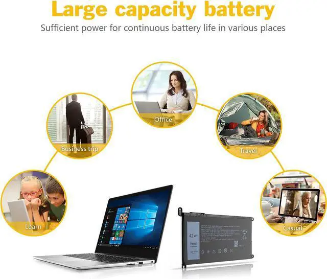 Alt view image 6 of 6 - WDX0R 42Wh Laptop Battery for Dell Inspiron 15 5000 7000 Series 15 5567 7579 5565 5568 5570 5578 5579 7560 7569 7570 7586 7573 13 5379 7378 5368 5378 7368 P69G P69G001 WDXOR Bateria Replacement 11.4V