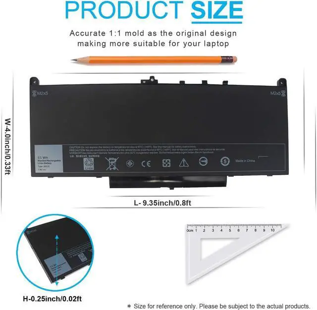 Alt view image 4 of 6 - 7.6V 55Wh J60J5 Battery Compatible with Dell Latitude E7470 E7270 7470 7270 451-BBSY 451-BBSX 451-BBSU WYWJ2 R1V85 MC34Y 242WD PDNM2 1W2Y2 GG4FM F1KTM NJJ2H 5F08V P61G001 P26S001 J6OJ5 Laptop Battery