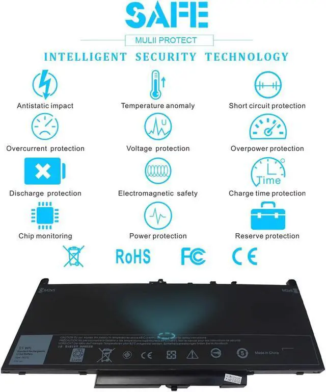 Alt view image 5 of 6 - 7.6V 55Wh J60J5 Battery Compatible with Dell Latitude E7470 E7270 7470 7270 451-BBSY 451-BBSX 451-BBSU WYWJ2 R1V85 MC34Y 242WD PDNM2 1W2Y2 GG4FM F1KTM NJJ2H 5F08V P61G001 P26S001 J6OJ5 Laptop Battery