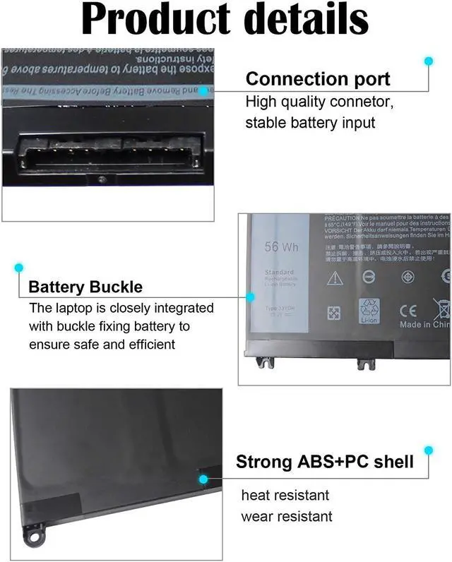 Alt view image 5 of 7 - 33YDH Battery for Dell Inspiron 17 7000 7773 7786 7778 7789 2-in-1 15 7577 Latitude 13 3380 14 3490 15 3590 3580 G5 15 5587 G3 3579 3779 G7 7588 Vostro 7580 7570 PVHT1 P30E 81PF3 081PF3