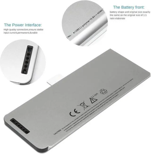 Alt view image 4 of 7 - A1280 Laptop Battery for Apple MacBook 13 Inch A1280 A1278 (2008 Version) Compatible for MB771G/A MB467LL/A MB466LL/A