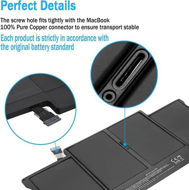 Alt view image 3 of 6 - A1466 Replacement Battery for MacBook Air 13 inch 2017, Early 2015 Early 2014, Mid 2013 Mid 2012 Mid 2011, Late 2010 7200mAh 7.6V Fits A1369 A1405 A1496 A1377