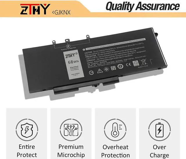 Alt view image 5 of 7 - ZTHY 68Wh GJKNX Battery Replacement for Dell Latitude 5480 5580 5280 5590 5490 E5480 E5580 E5490 E5590 Precision 15 3520 3530 Series GD1JP 0GD1JP DY9NT 0DY9NT 5YHR4 451-BBZG 7.6V 4-Cell 8500mAh