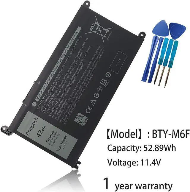 Alt view image 2 of 7 - YRDD6 Laptop Battery Replacement for Dell Inspiron 5481 5482 5485 5491 2-in-1 5493 5584 5593 3493 3582 3593 3793 5480 Vostro 5581 5490 5590 0YRDD6 1VX1H 01VX1H VM732 0VM732 11.4V 42Wh 3500mAh