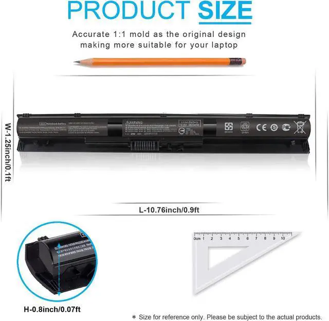 Alt view image 3 of 6 - KI04 K104 800049-001 Battery for HP Pavilion 15-ab 15-an 17-g 14-ab 14T-ab 800050-001 800010-421 800009-421 825596-001 HSTNN-LB6S HSTNN-DB6T HSTNN-LB6R TPN-Q158 TPN-Q159 TPN-Q160 TPN-Q161 TPN-Q162