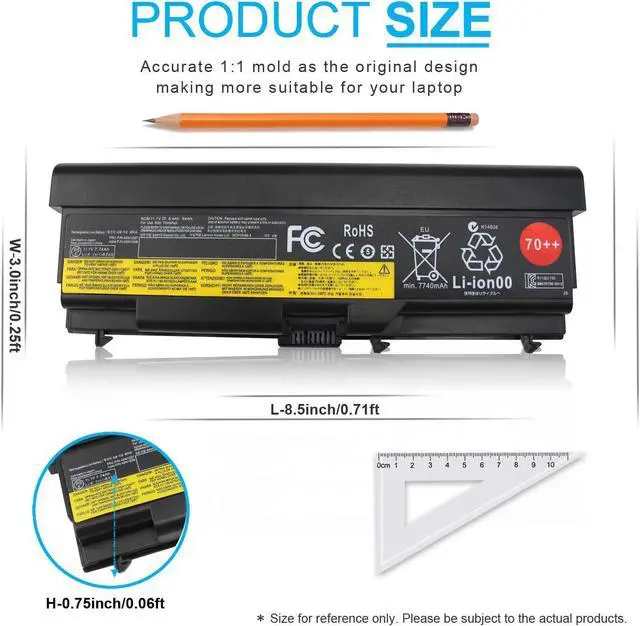 Alt view image 2 of 7 - 70++ 9 Cell 11.1V 94Wh Battery 0A36303 Compatible with Lenovo ThinkPad T430 T430i T410 T420 T420i T510 T520 T530 L412 L420 L430 L512 L520 L530 W510 W520 W530 0A36302 45N1001 45N1000 45N1010 45N1011