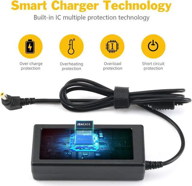 Alt view image 2 of 7 - 19v 3.42A 65W Laptop Charger AC Adapter for Toshiba Satellite C55 C655 C850 C50 L755 C855D L655 L745 P50 C55D S55;Toshiba Portege Z30 Z930 Z830 Satellite Radius 11 14 15 AC DC Power Supply Cord