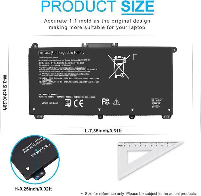 Alt view image 4 of 6 - 41.9Wh HT03XL L11119-855 Laptop Battery for HP Pavilion 15-CS 15-cs0xxx 15-cs1xxx 15-cs0053cl 15-cs0073cl 15-DA 15-da0014dx 15-DB 17-CA 15-DW 14m-dh0001dx 14m-dh1003dx 14-CM 14-CF HTO3XL HSTNN-DB8R