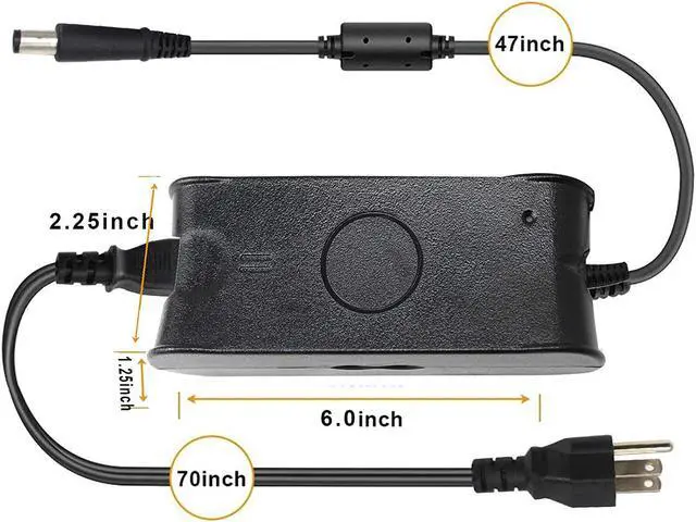 Alt view image 2 of 7 - 90W/65W Ac Adapter Laptop Charger Compatible with Dell Latitude E6230 E6330 E6400 E6420 E6430 E6440 E6500 E6520 E6530 E7240 E7440 Inspiron 14 15 17 14R 15R 17R 1520 1525 1545 3451 3520 3521