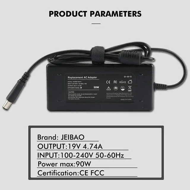 Alt view image 4 of 7 - 90W 19V AC Adapter Power Supply Cord Laptop Charger for HP Pavilion Dv4 Dv6 Dv7 G50 G60 G60T G61 G62 G72 2000; HP Compaq 2230s 2510p 2710p 6510b 6515b 8510p 8510w