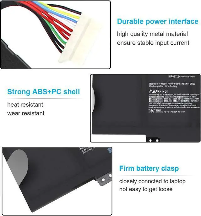 Alt view image 3 of 7 - NP03XL 761230-005 Battery for HP Envy X360 15-u010dx 15-u011dx 15-u110dx 15-u111dx 15-u473cl 15-u483cl 15-u363cl Pavilion X360 13-a010dx 13-a012dx 13-a110dx 13-a113cl 13-a013cl 760944-421 HSTNN-LB6L
