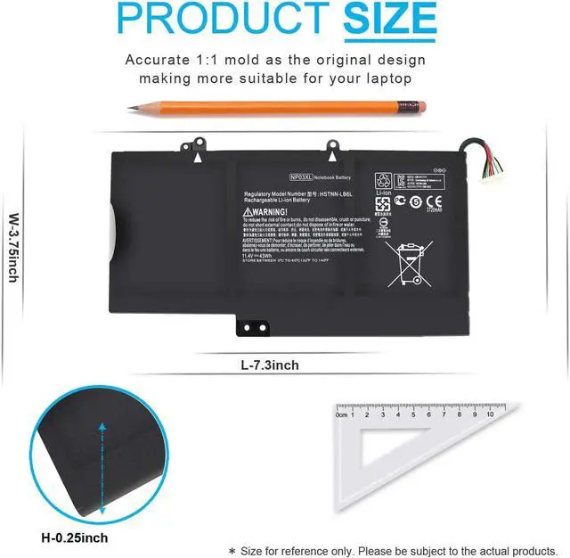 Alt view image 4 of 7 - NP03XL 761230-005 Battery for HP Envy X360 15-u010dx 15-u011dx 15-u110dx 15-u111dx 15-u473cl 15-u483cl 15-u363cl Pavilion X360 13-a010dx 13-a012dx 13-a110dx 13-a113cl 13-a013cl 760944-421 HSTNN-LB6L