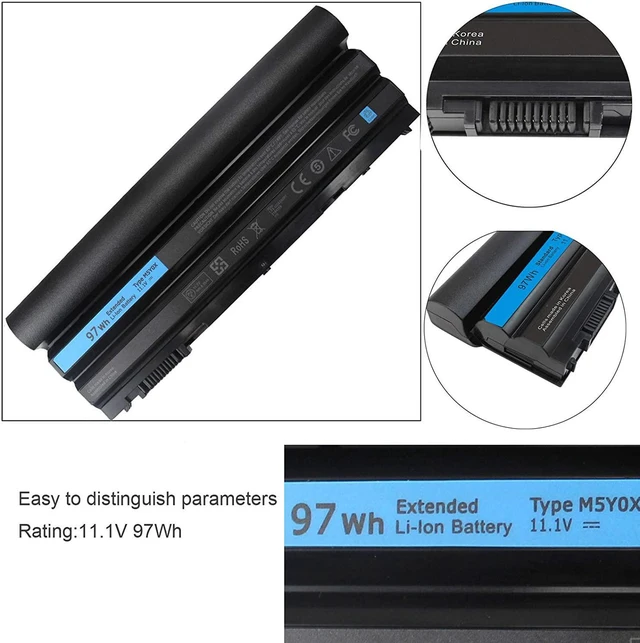 Alt view image 3 of 7 - 11.1V 97Wh 9cell M5Y0X Laptop Battery for Dell Latitude E6420 E6430 E6520 E6530 E5420 E5520 E5430 E5530,Compatible P/N: T54FJ 2P2MJ 312-1325 312-1165 PRV1Y