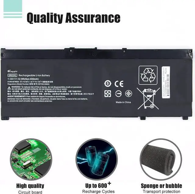 Alt view image 5 of 7 - BOWEIRUI SR03XL (11.55V 52.5Wh 4550mAh) Laptop Battery Replacement for Hp Pavilion 15-CX0058WM 15-CX Series L08934-1B1 L08855-855 HSTNN-IB8L