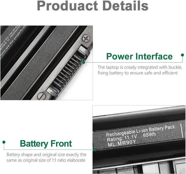 Alt view image 5 of 7 - New MR90Y 65Wh Laptop Baltey for Dellinspiron 15 3542 14 3421 14R 5421 14R 5437 15 3521 15R 5521 15R 5537 17 3721 17 3737 17R 5721 17R 5737 it DellLattude 3440 3540 vostro 2421 2521 Series