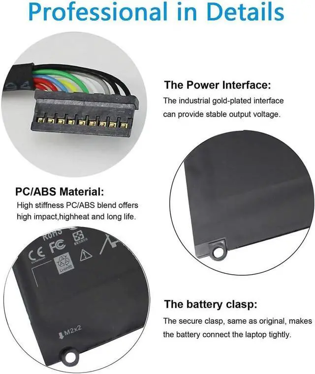 Alt view image 4 of 7 - XPS 13 9350 9343 JD25G 90V7W Battery for Dell XPS13 XPS 13 9343 9350 P54G JHXPY JHXPY53 5K9CP DIN02 090V7W 0DRRP RWT1R 0RWT1R 0N7T6 XPS13D-9343-1708 13D-9343-3708 13-9350-D1508G