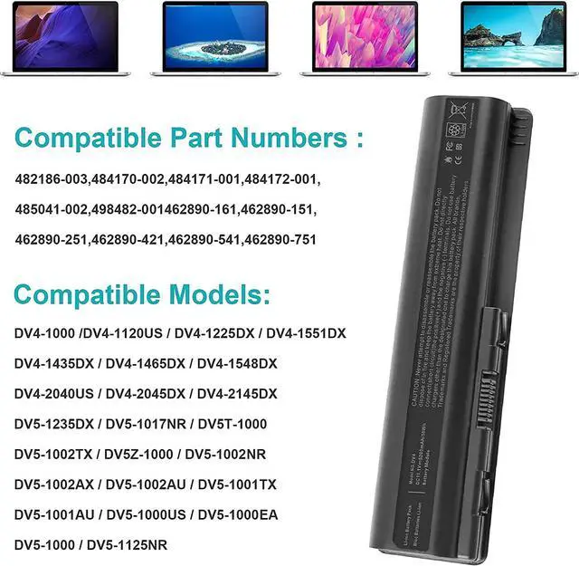 Alt view image 5 of 7 - Spare 484170-001 484172-001 498482-001 484170-002 HSTNN-CB72 Battery for HP Pavilion DV4-2040US DV5-1010 CQ40 CQ45 CQ50 CQ60 EV06 KS524AA 462889-141 462890-542 484171-001 485041-001 497694-001