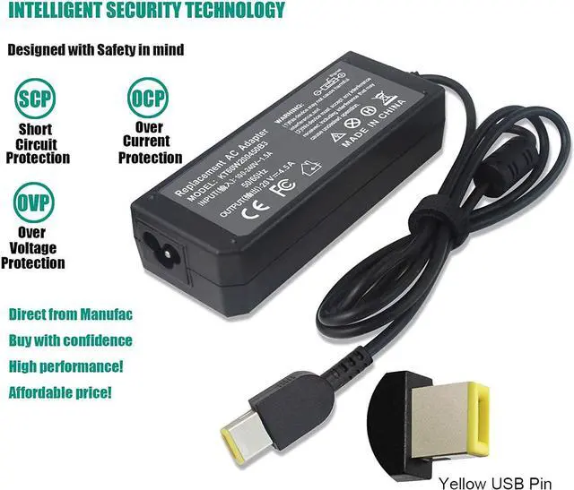 Alt view image 2 of 7 - 90W PA-1650-72 AC Adapter Charger for Lenovo Thinkpad Z50-70 Z50-75 Z41 Z70-80 G50-30 G50-45 X240 X260 X270 X380 Yoga 260 370 E450 E460 E470 E560 E570 B40 B50 G50 T460 T460s T450 T450s