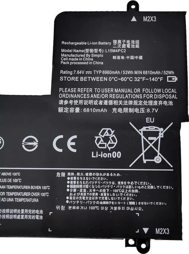 Alt view image 3 of 6 - Fully. New L15M4PC2 L15L4PC2 Replacement Laptop Battery Compatible with Lenovo Yoga 710-14ISK 710-14IKB 710-15IKB 710-15ISK Yoga 710-11 Series 5B10K90778 5B10K90802-7.64V 53Wh