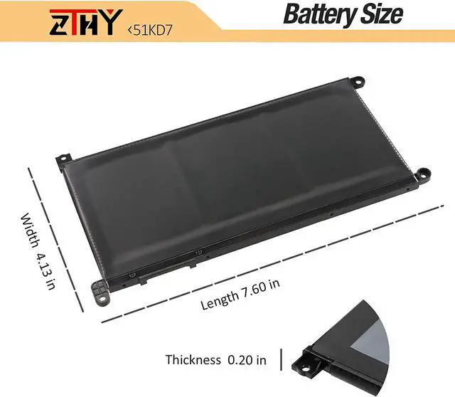 Alt view image 7 of 7 - ZTHY 51KD7 Laptop Battery Replacement for Dell Chromebook 11 3100 3180 3189 5190 3181 2-in-1 Series P28T001 Y07HK FY8XM 0FY8XM 11.4V 42Wh 3-Cell 3500mAh