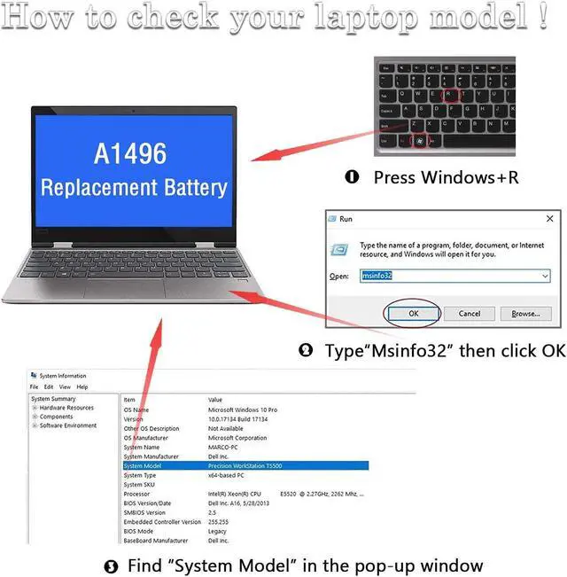 Alt view image 7 of 7 - A1405 A1496 Laptop Battery Compatible with MacBook Air 13 inch A1466(Mid 2012, Mid 2013,Early 2014, Early 2015, 2017) A1369(Late 2010, Mid 2011) A1377 661-5731 MC503 MC504[7150mAh 7.6V 54.4Wh 4Cells]
