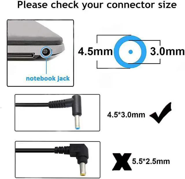 Alt view image 2 of 7 - Vinpera 45W 19.5V 2.31A 741727-001 Laptop Charger for HP Pavilion X360 L25296-002 740015-003 Stream 11 13 14 Elitebook 840 TouchSmart 11 13 15 Series Power Supply Cord
