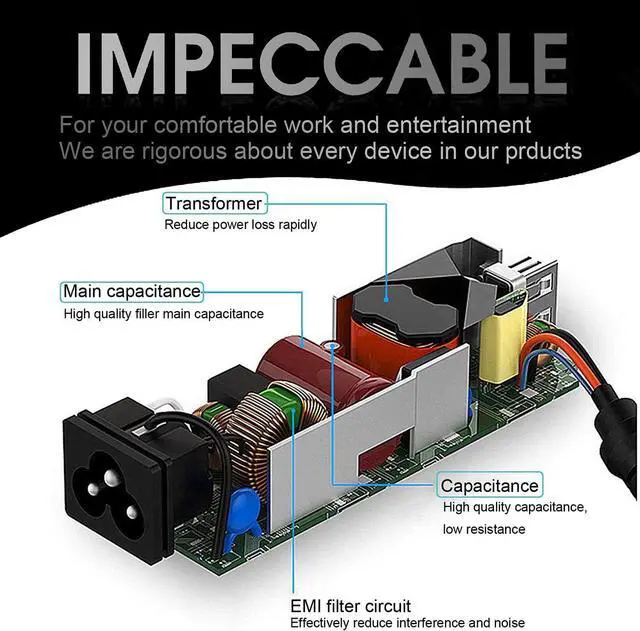 Alt view image 6 of 7 - Vinpera 45W 19.5V 2.31A 741727-001 Laptop Charger for HP Pavilion X360 L25296-002 740015-003 Stream 11 13 14 Elitebook 840 TouchSmart 11 13 15 Series Power Supply Cord