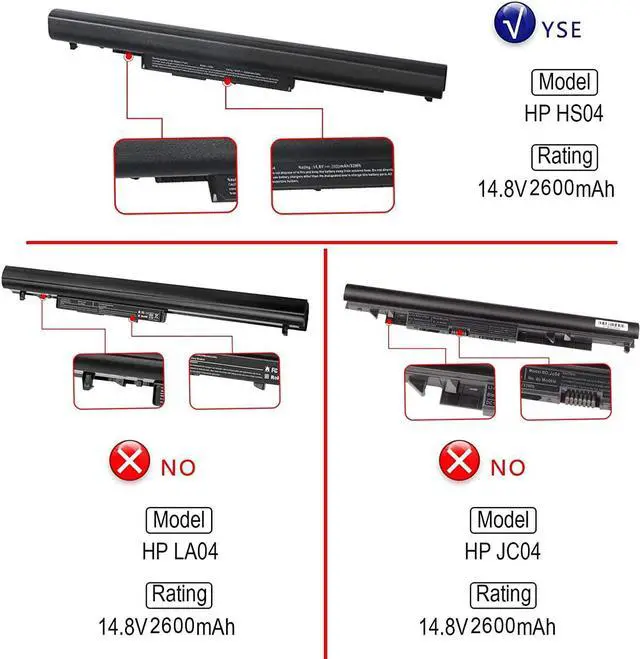 Alt view image 2 of 7 - HS03 HS04 Notebook Battery for HP Spare 807956-001 807957-001 807612-421 HSTNN-LB6U N2L85AA HS03031-CL HS04041-CL,HP Notebook 14, HP Notebook 15,15-ay039wm 15-ay192nr 15-ay013dx 17-y088d 17-y016cy