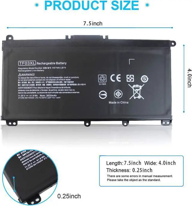 Alt view image 2 of 6 - TF03XL 920070-855 920046-421 Battery for HP pavilion x360 14m-cd0001dx 14m-cd0003dx 15-cc0xx 15-cc023cl 15-cc123cl 15-cc050wm 15-cc563st 17-ar050wm 15-cc 15-cd 14-bf 14-bf050wm series tpn-q190