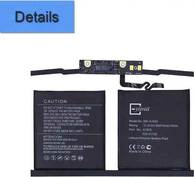 Alt view image 3 of 5 - New Replacement Laptop Battery SW-A1820 Compatible with Apple MacBook Pro 15" 2016 A1707 MacBook Pro Core i7 2.9 15" Touch/Late 2016 MLH32CH/A MLH42CH/A 020-01728
