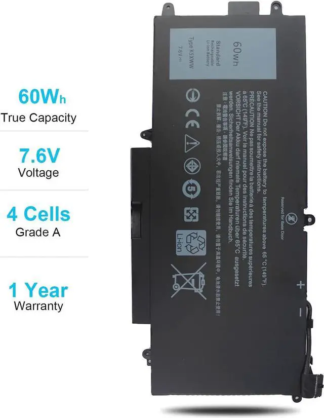 Alt view image 5 of 7 - Emanjor 60Wh K5XWW 7.6V Laptop Battery for Dell Latitude 5289 7389 7390 E5289 2-in-1 L3180 P29S P29S001 P29S002 N18GG 71TG4 725KY 6CYH6 451-BBZC 4-Cell
