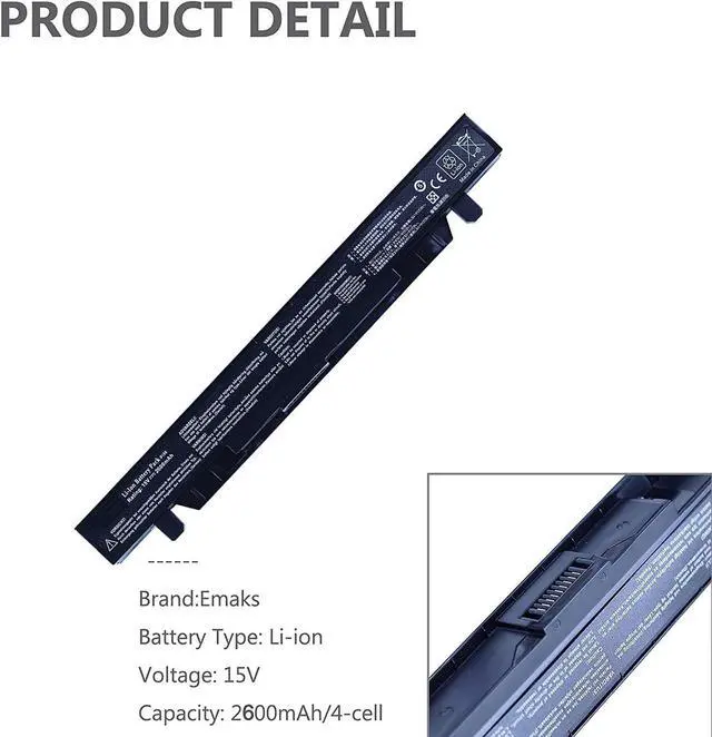 Alt view image 3 of 6 - A41N1424 Battery for Asus (ROG) GL552V GL552VW GL552VW-DH74 DH71 GL552JX GL552J GL552;ZX50JX X50J X555 ZX50 FZ50 FX50VW;FX-Plus FX-PRO 6300 6700-15V 2600mAh (18Months Warranty), Welcome to consult