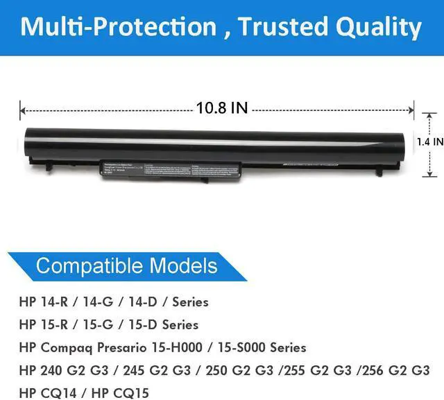 Alt view image 3 of 5 - 746458-421 746641-001 Laptop Battery for HP 256 G2 G3 /255 G2 G3 /250 G2 G3 /245 G2 G3 /240 G2 G3 /CQ15 CQ14 Fit 740715-001 751906-541 OA04 OA03 HSTNN-LB5Y HSTN-LB5S TPN-F113[14.8V 2600mAh 4Cell]