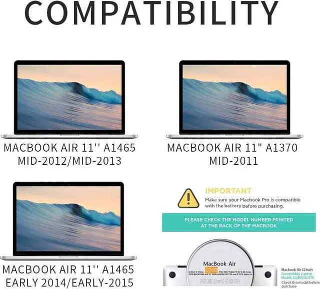 Alt view image 2 of 6 - Temark New Replacement A1495 A1406 Laptop Battery Compatible With MacBook Air 11'' A1465 A1370 (Mid 2011 2012 2013 Early 2014 2015 Version) fits MC968 MD223 MC506LL MD711 MC965LL 020-7376-A 020-7377-A