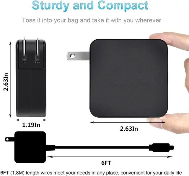 Alt view image 3 of 6 - 65W USB C AC Adapter Charger for with ThinkPad X1 Tablet T480 T480S T580 T580s T570 E580 E585 E480 L380 L480 L580 Yoga 370 730 730-13IKB X270 X280 X380 65W Type C Power Supply Adapterr Cord