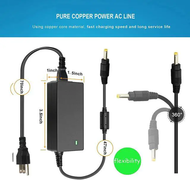 Alt view image 3 of 7 - LNOCCIY 19V 2.37A 45W Laptop Charger for Toshiba Chromebook 2 CB35 CB30 CB35-C3300 CB35-C3350 CB35-B3330 CB35-B3340 cb30- b3121 Satellite P25W-C2300-4K PA5072U-1ACA PA5192U-1ACA Adapter Power Supply