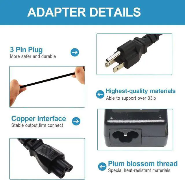 Alt view image 3 of 7 - 65W AC Power Laptop Charger for Hp Elitebook Folio 9470m 9480m,Pavilion DV4 DV5 DV6 DV7 G6 G7,EliteBook Revolve 810 G1 G2 / 820 G1 Supply Power Cord