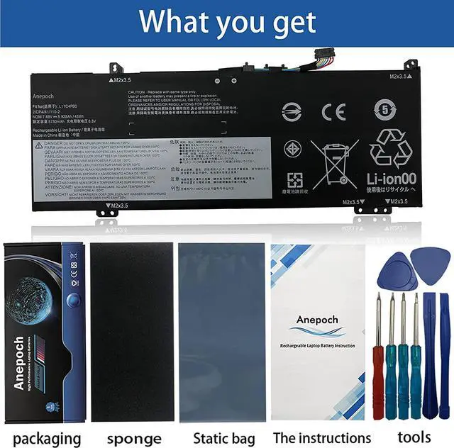 Alt view image 4 of 7 - Anepoch L17C4PB0 Laptop Battery Replacement for Lenovo Flex 6-14IKB 14ARR IdeaPad 530S-14ARR 530S-14IKB 530S-15IKB Series L17C4PB2 L17M4PB2 5B10Q16066 5B10Q16067 5B10Q22883 7.68V 45Wh 5928mAh